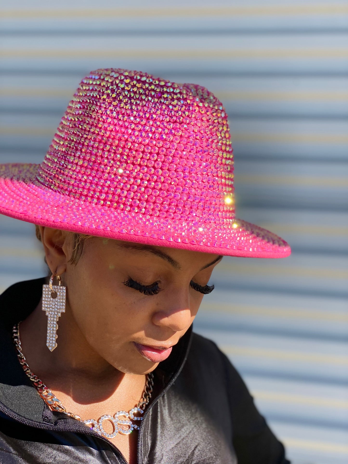 Luxury Bling Fedora Fuchsia