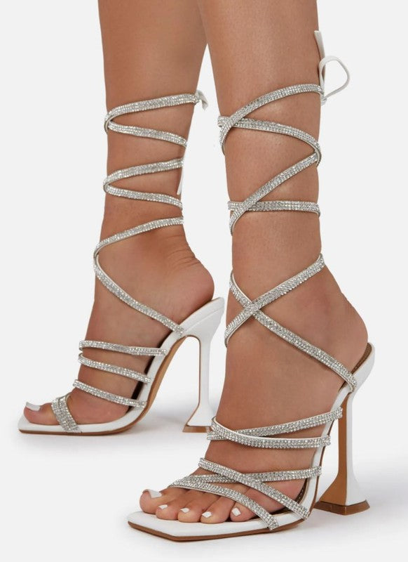 Lace Up Bling White