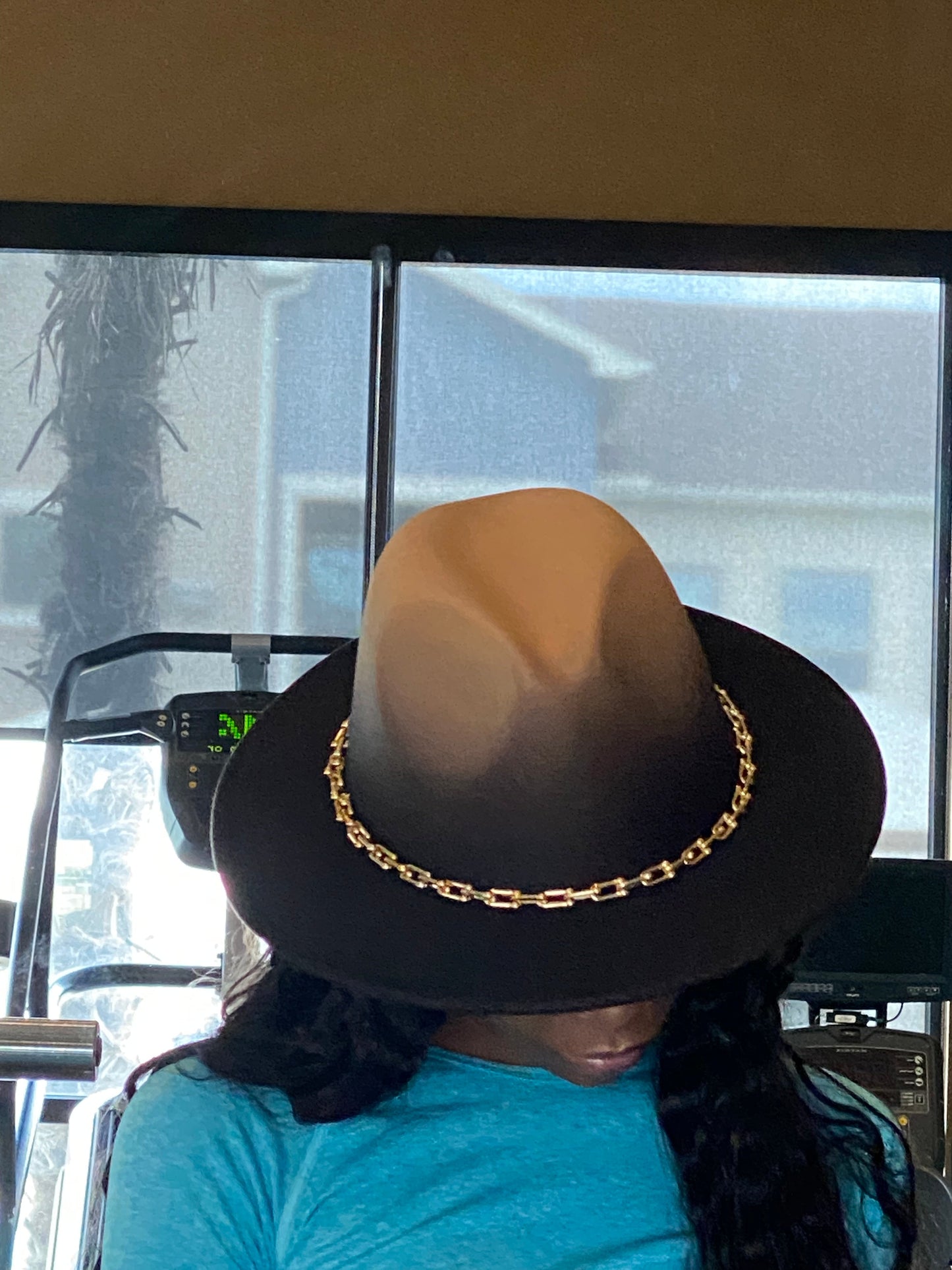 Ombre Chain Fedora Camel