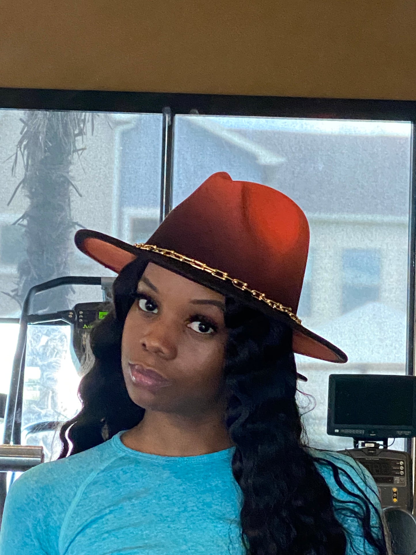 Ombre Chain Fedora Orange