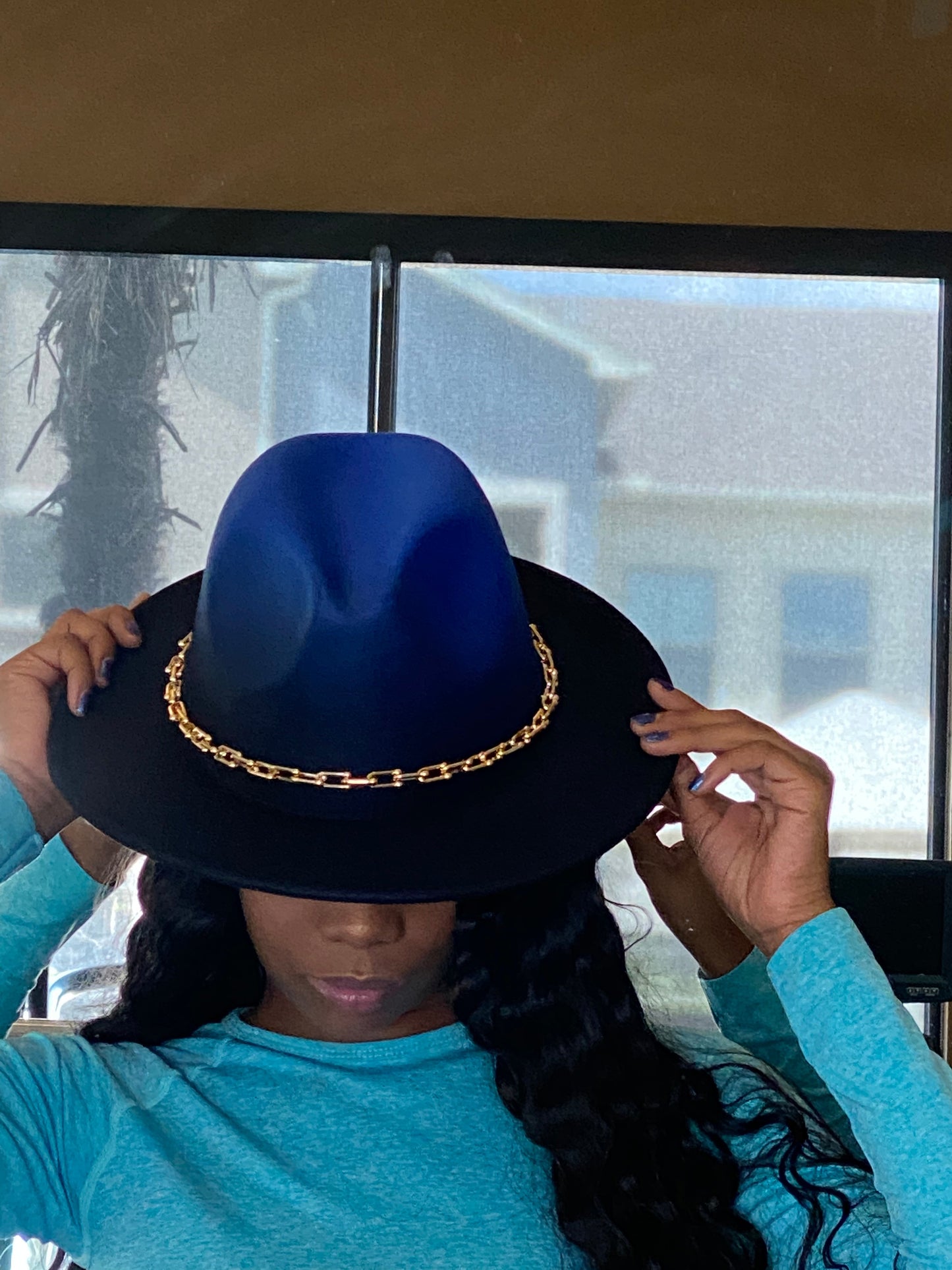 Ombre Chain Fedora Royal Blue