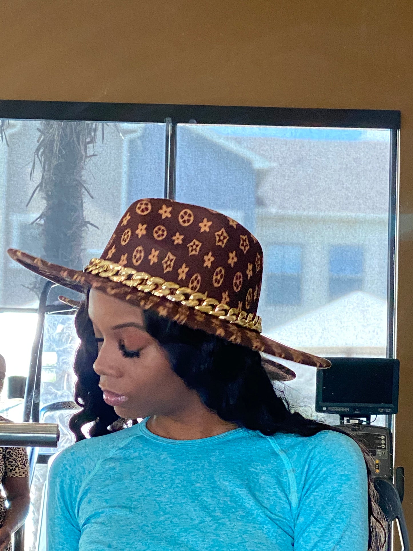Luxury Chain Fedora Brown BG