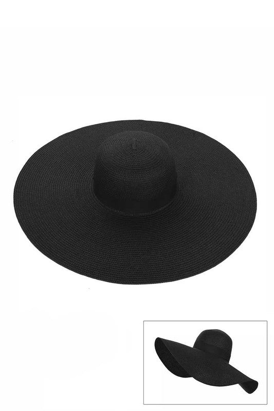 Big Straw Floppy Sun Hat Black