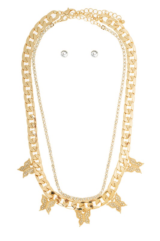 LAYERED BUTTERFLY NECKLACE