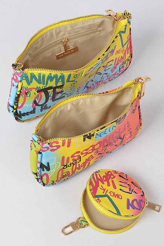 Triple Glam Graffiti Cross Body Multi