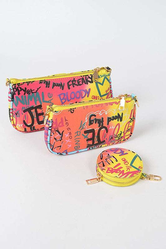 Triple Glam Graffiti Cross Body Multi