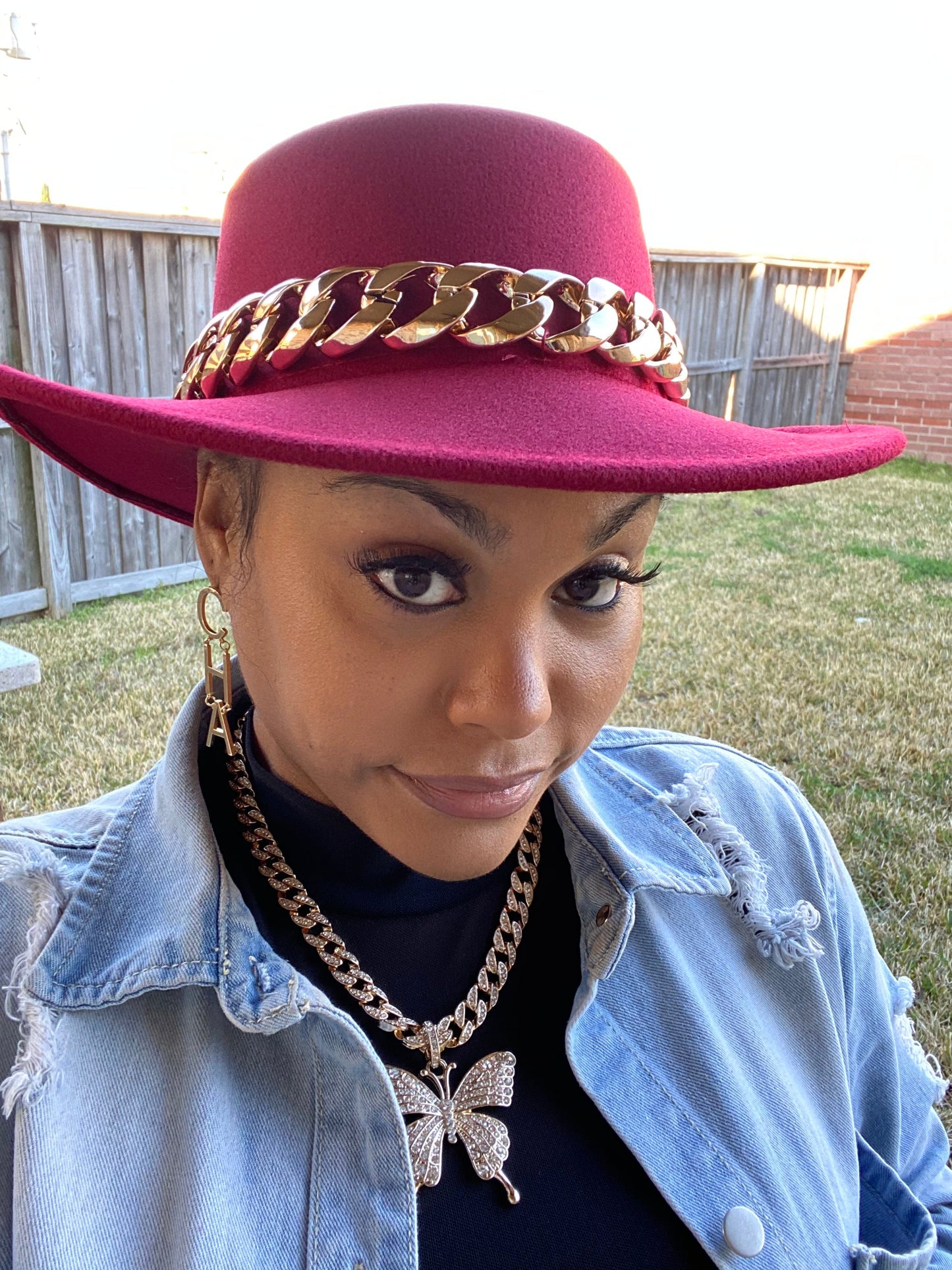 Chain Fedora Burgundy