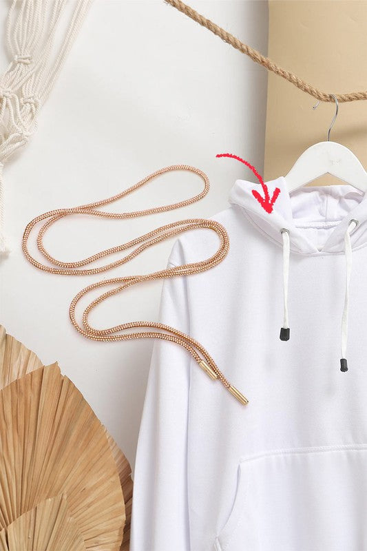Bling Hoodie Drawstring Rope Silver