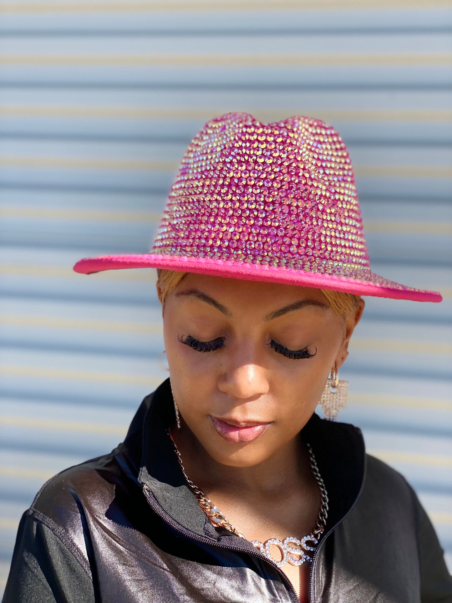 Luxury Bling Fedora Fuchsia