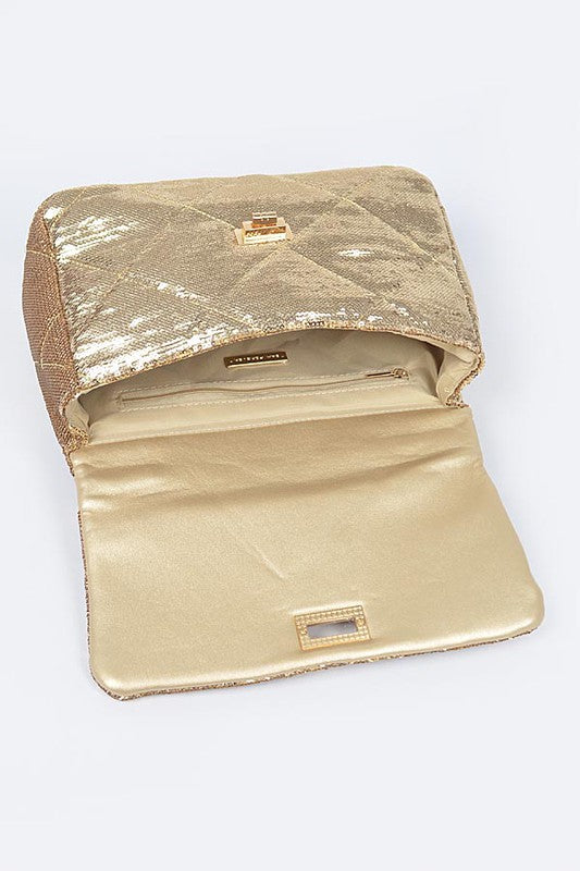 Quilted Sequin Chain Handbag AB