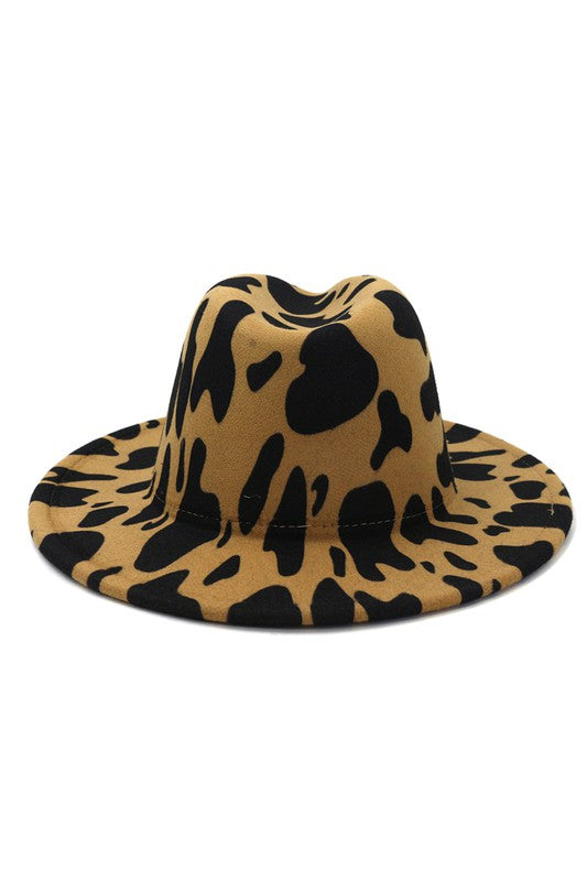 Cow Print Fedora Khaki