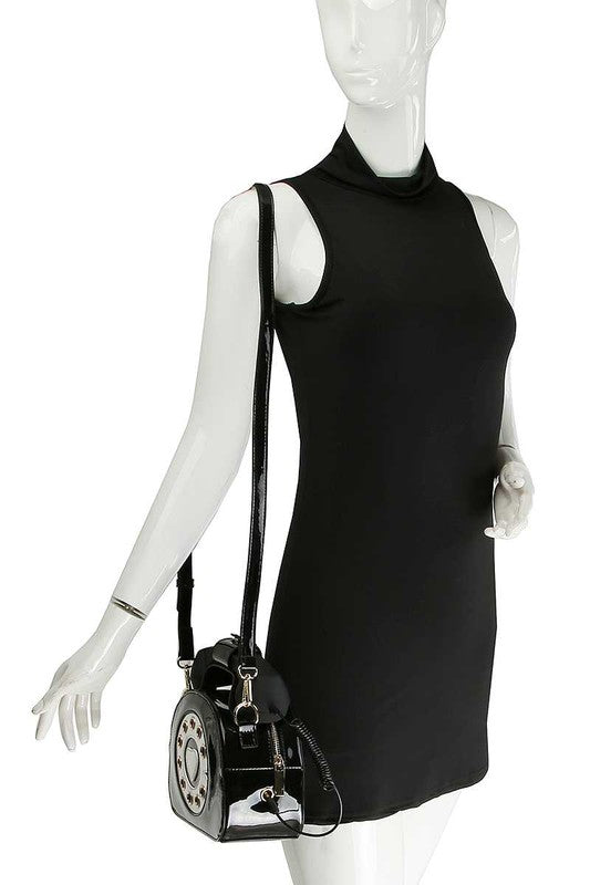 Glossy Telephone Crossbody Blue