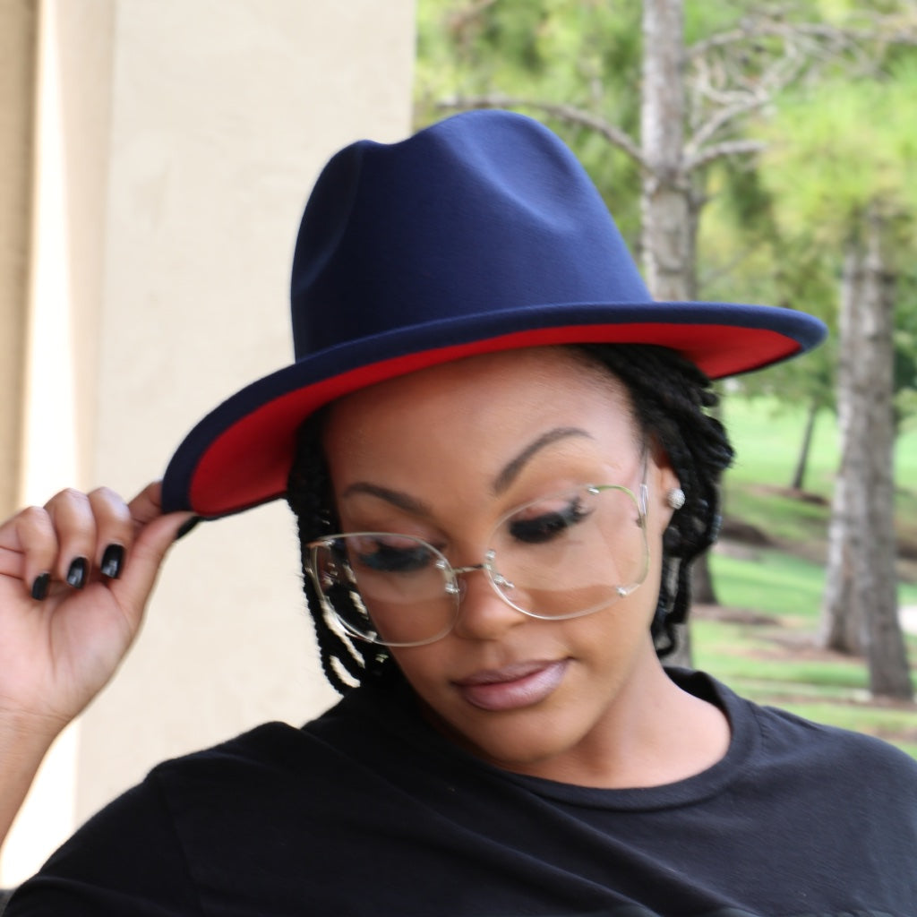 Navy Red Fedora