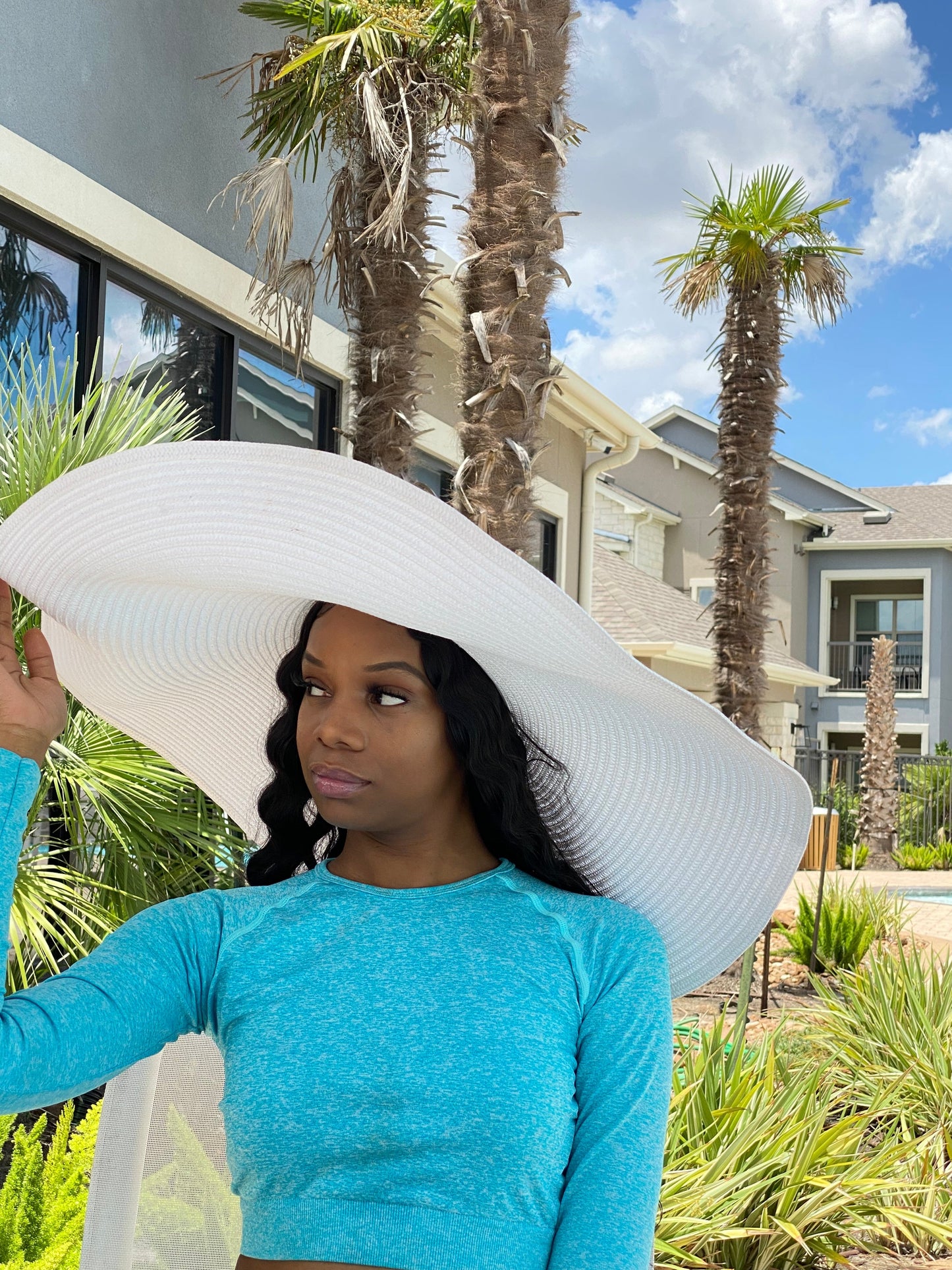 Big Oversized Straw Floppy Sun Hat White