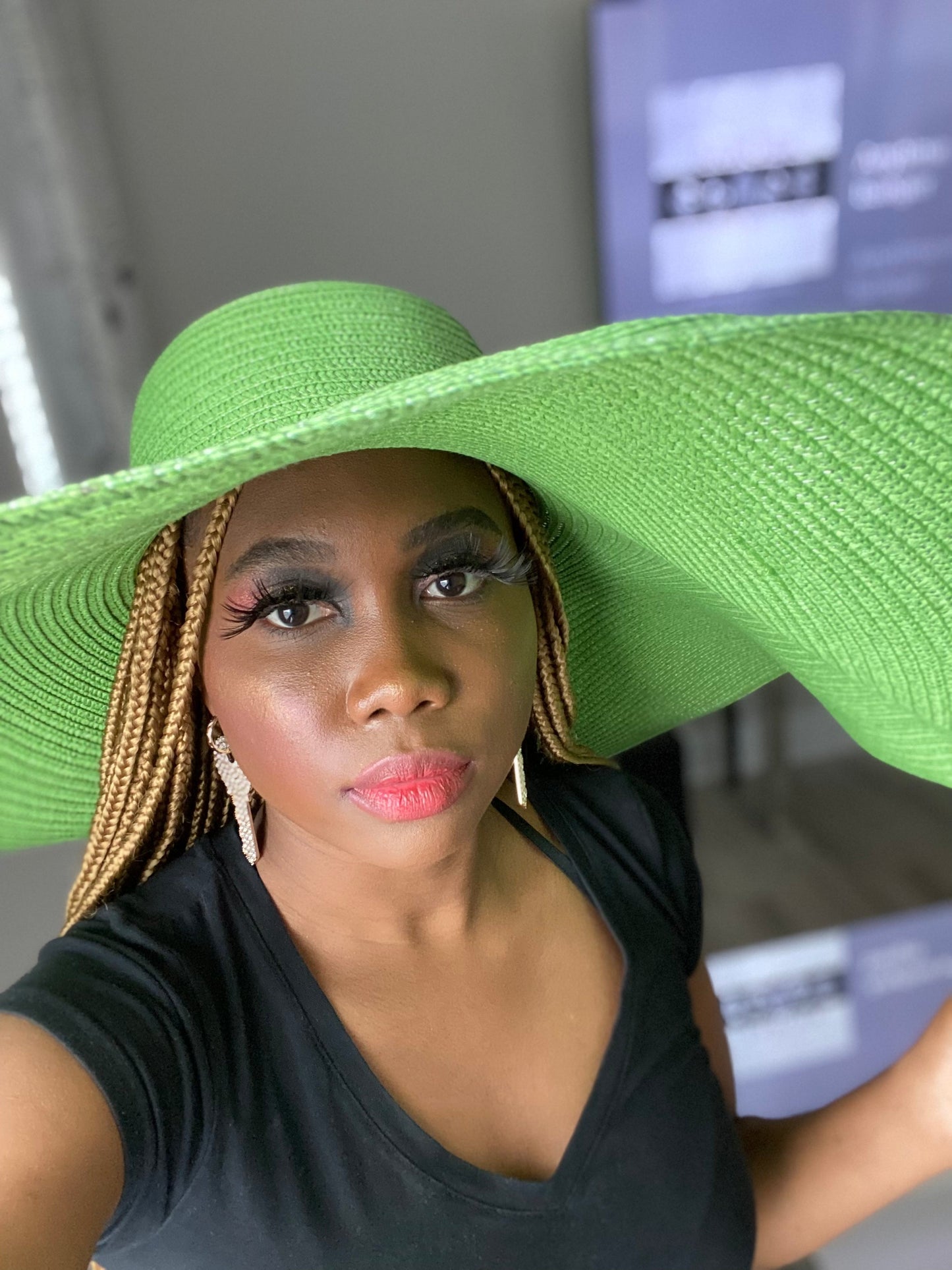 Big Straw Floppy Sun Hat Green