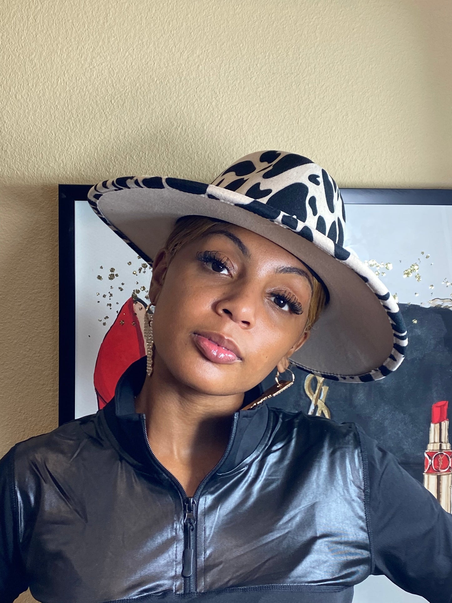 Cow Print Fedora Ivory