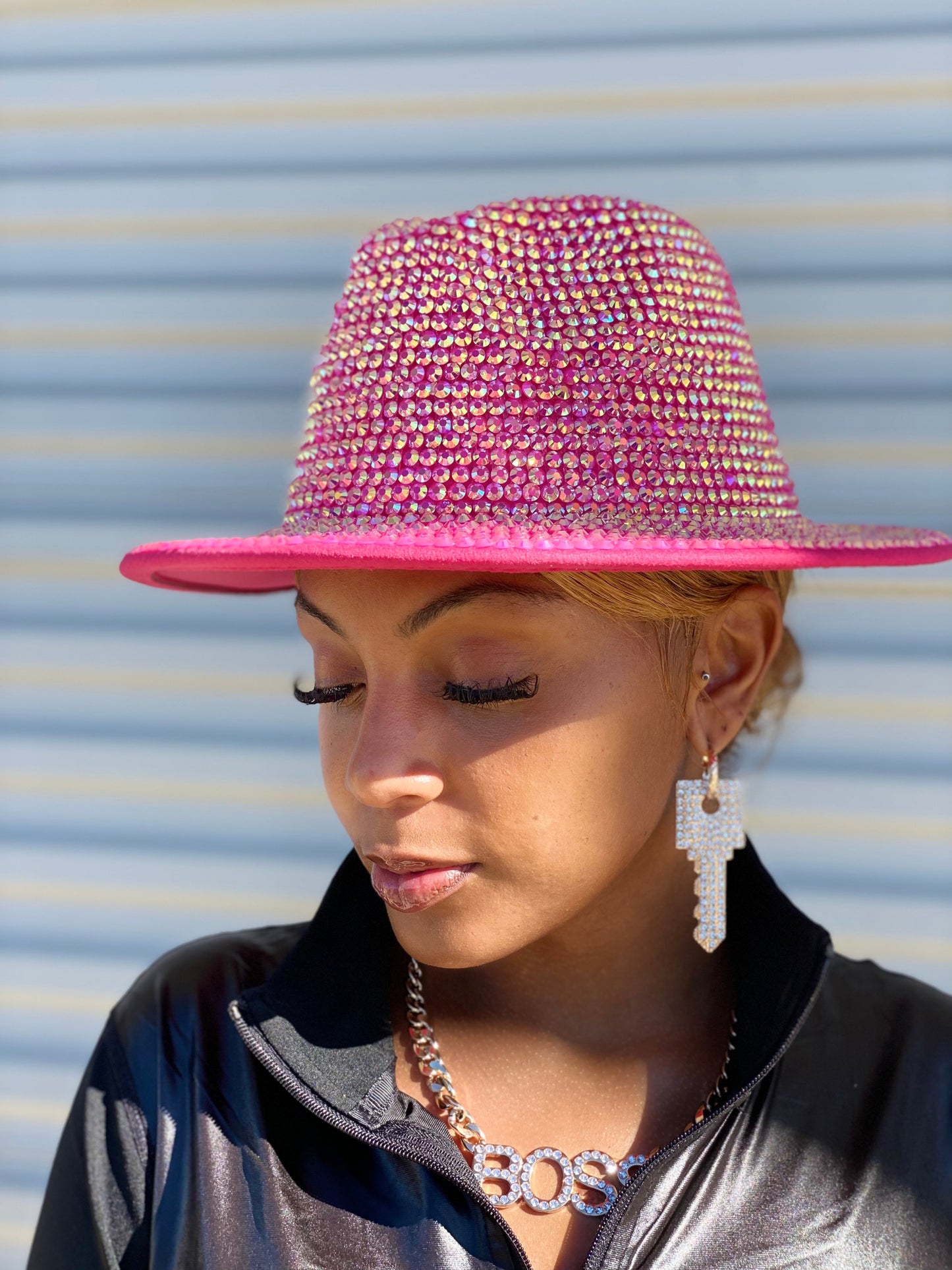 Luxury Bling Fedora Fuchsia