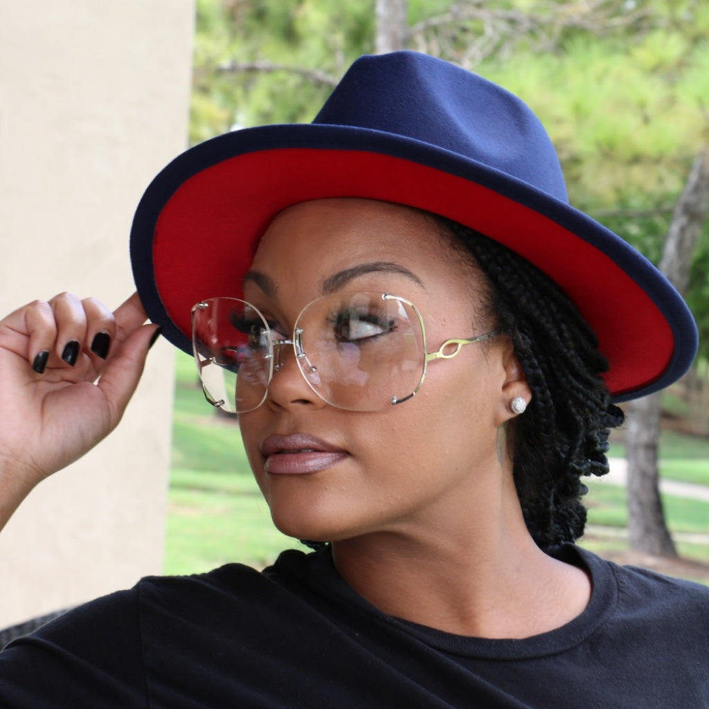 Navy Red Fedora