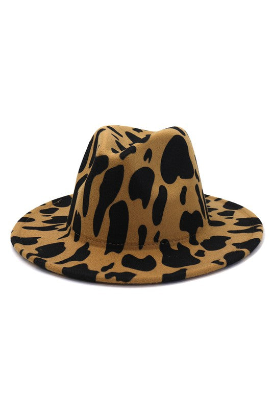 Cow Print Fedora Khaki