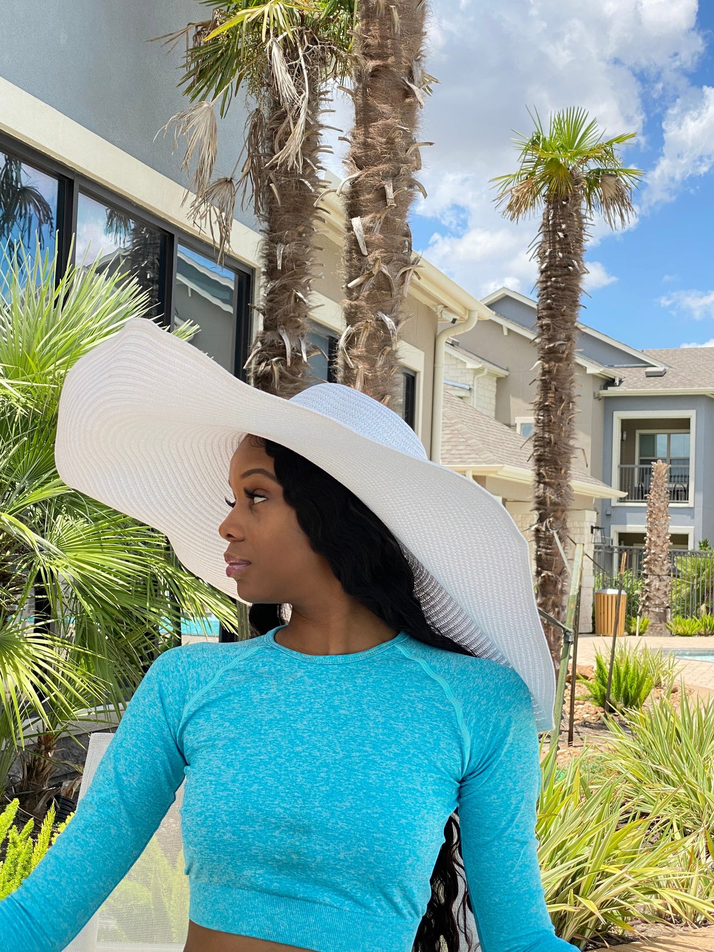 Big Oversized Straw Floppy Sun Hat White