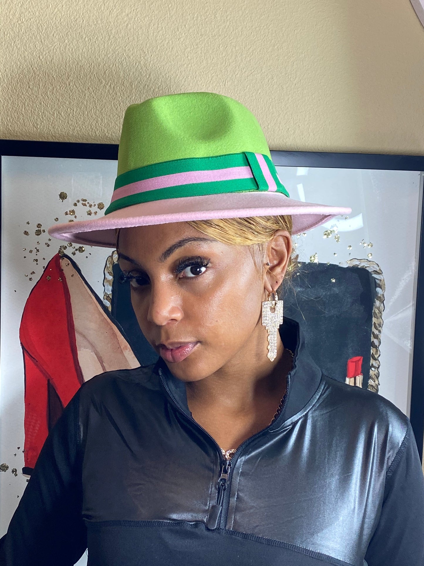 Pink And Green Fedora