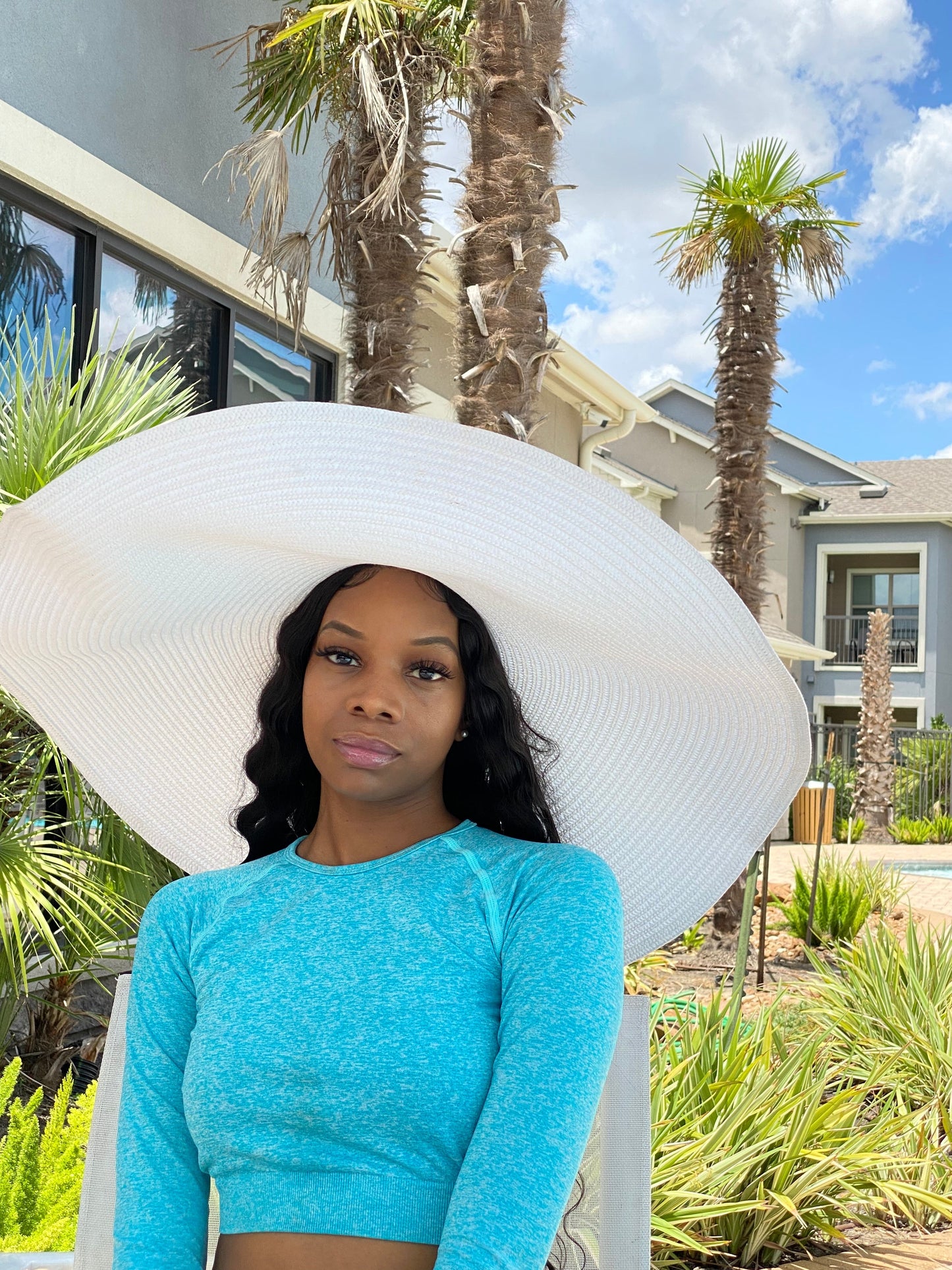 Big Oversized Straw Floppy Sun Hat White