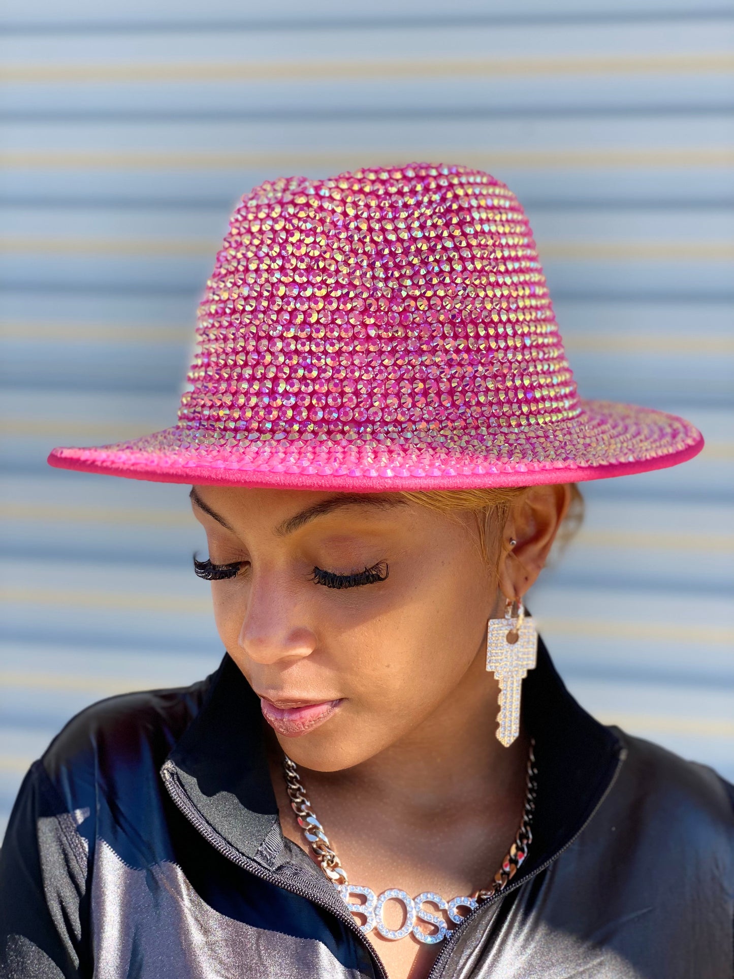 Luxury Bling Fedora Fuchsia