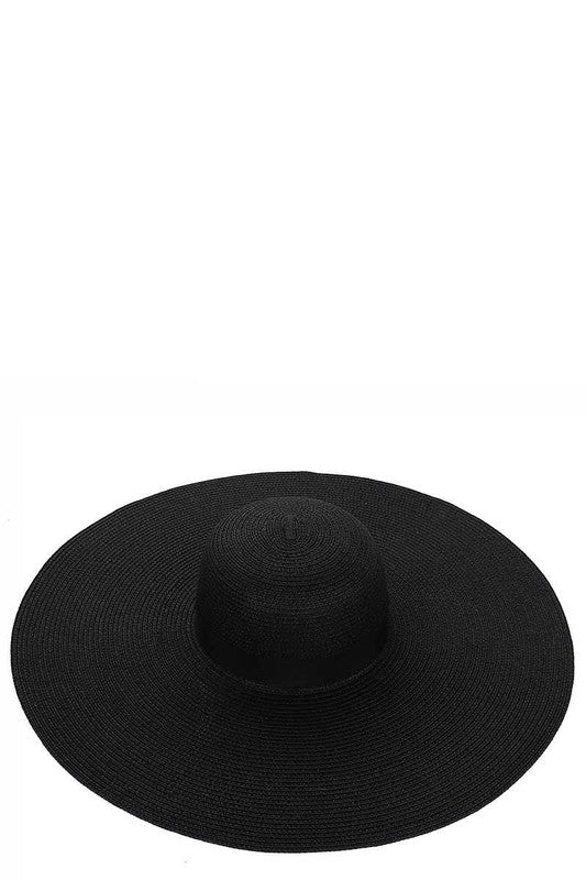 Big Straw Floppy Sun Hat Black