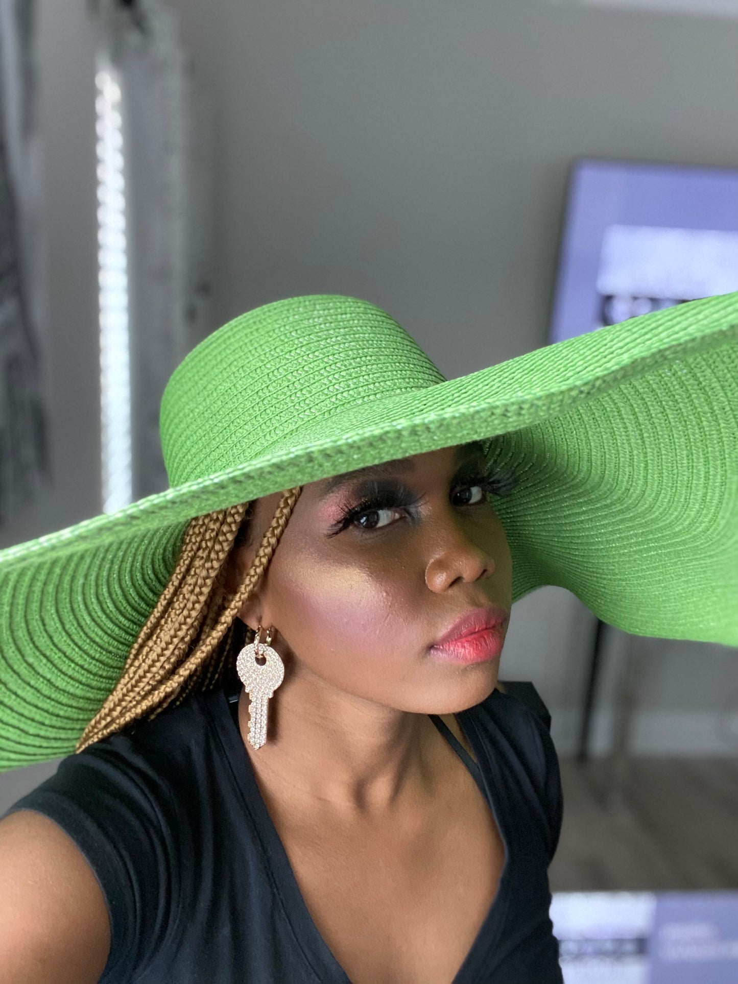 Big Straw Floppy Sun Hat Green