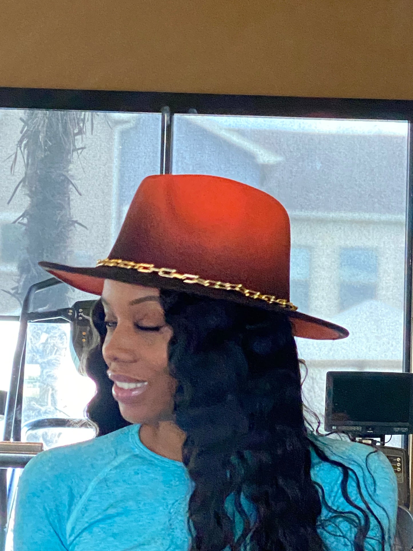 Ombre Chain Fedora Orange