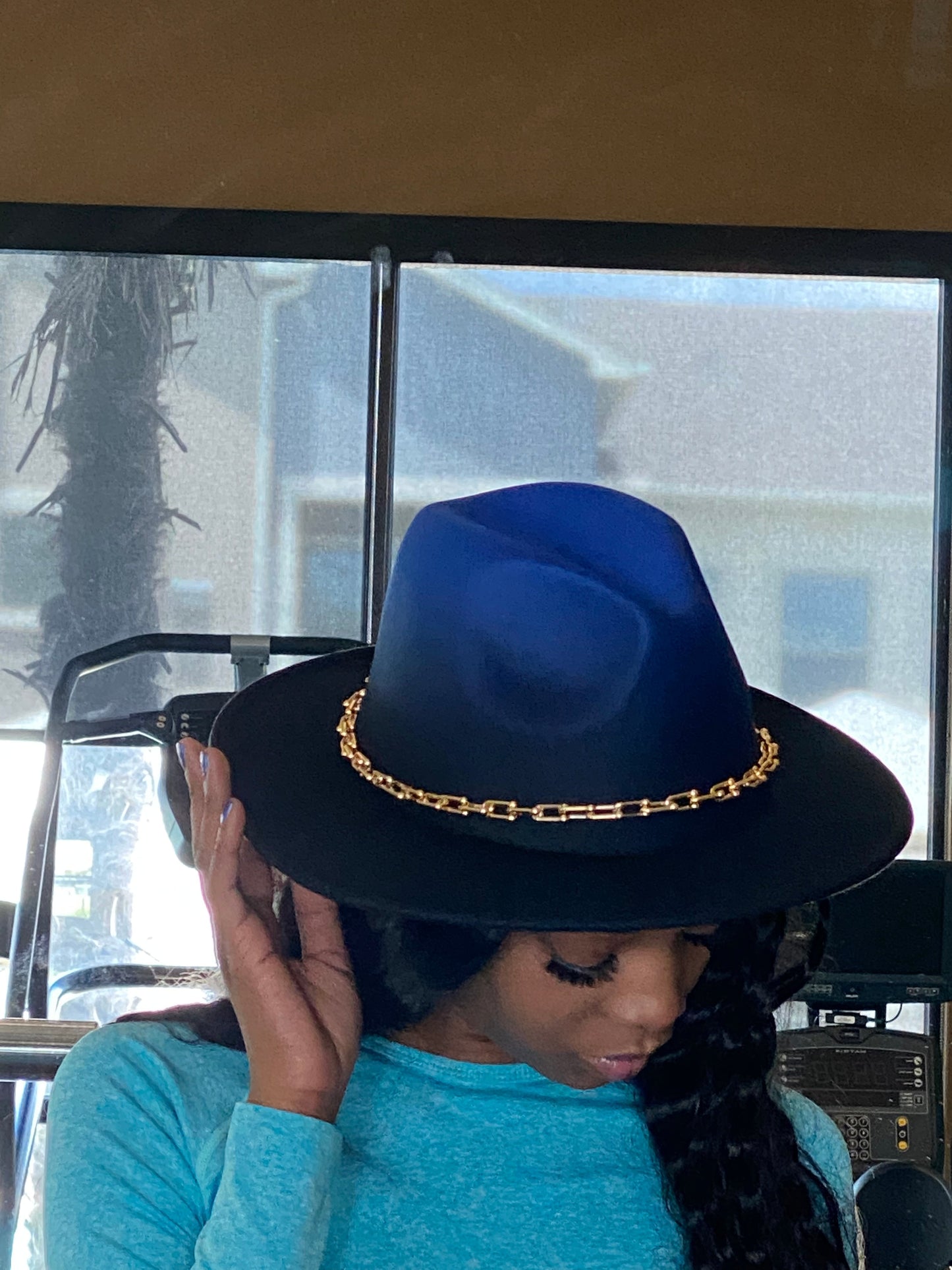 Ombre Chain Fedora Royal Blue