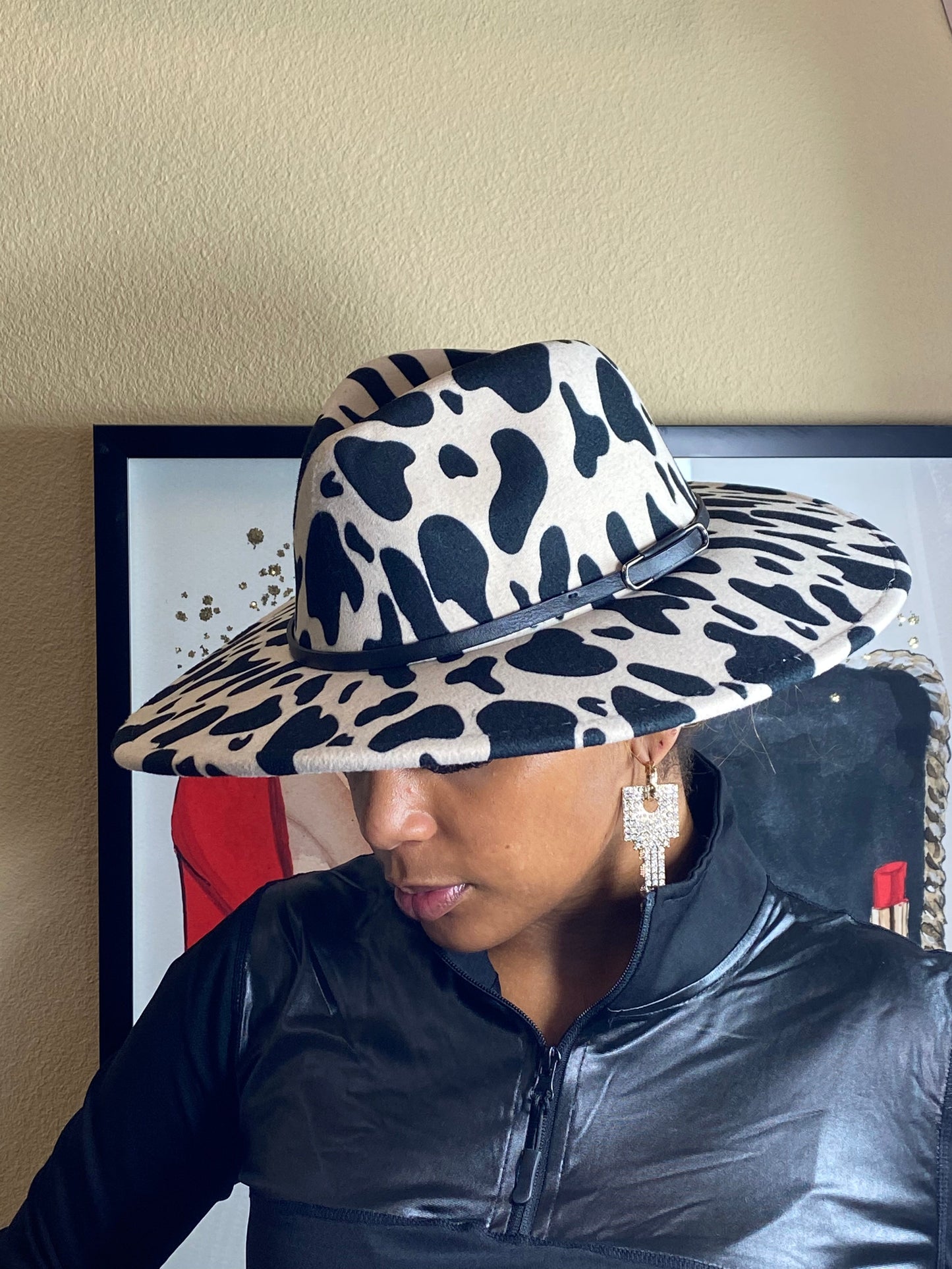 Cow Print Fedora Ivory