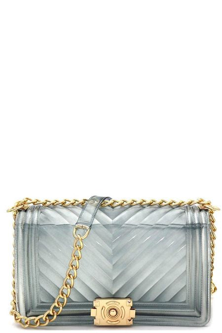 CHEVRON JELLY PURSE SMOKE