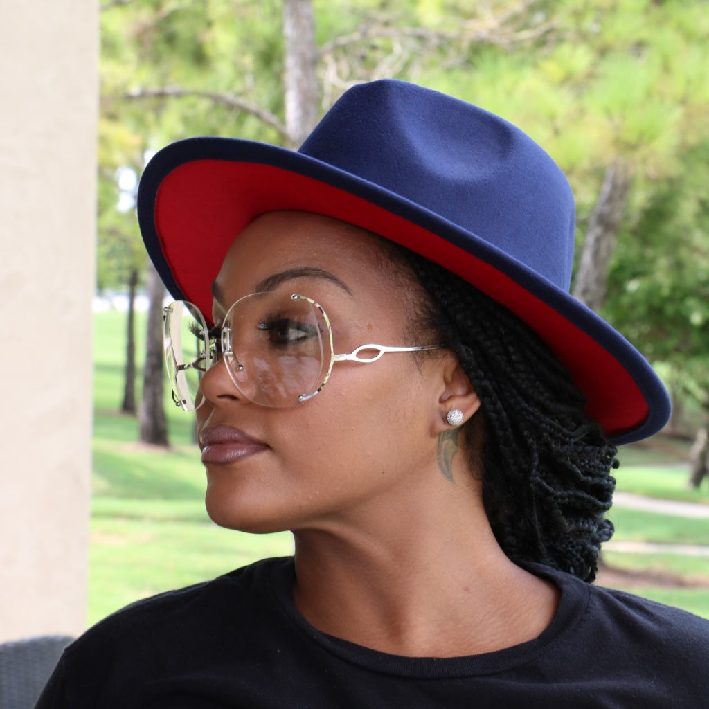 Navy Red Fedora