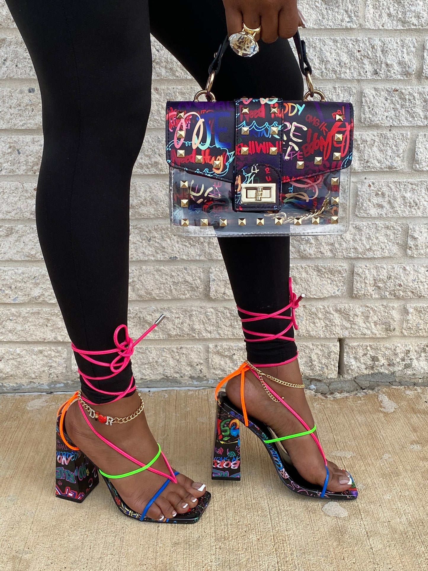 Rella Graffiti Clear Crossbody Purse