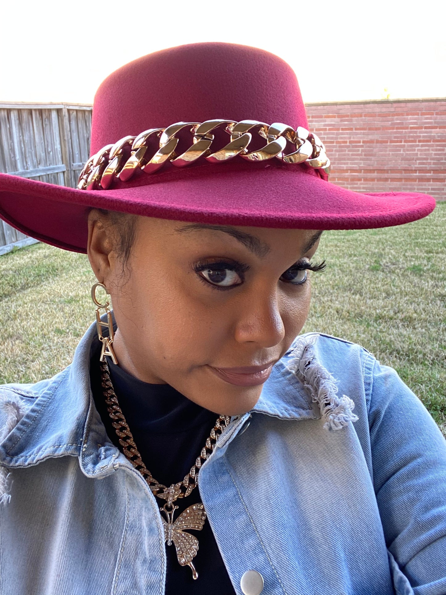 Chain Fedora Burgundy