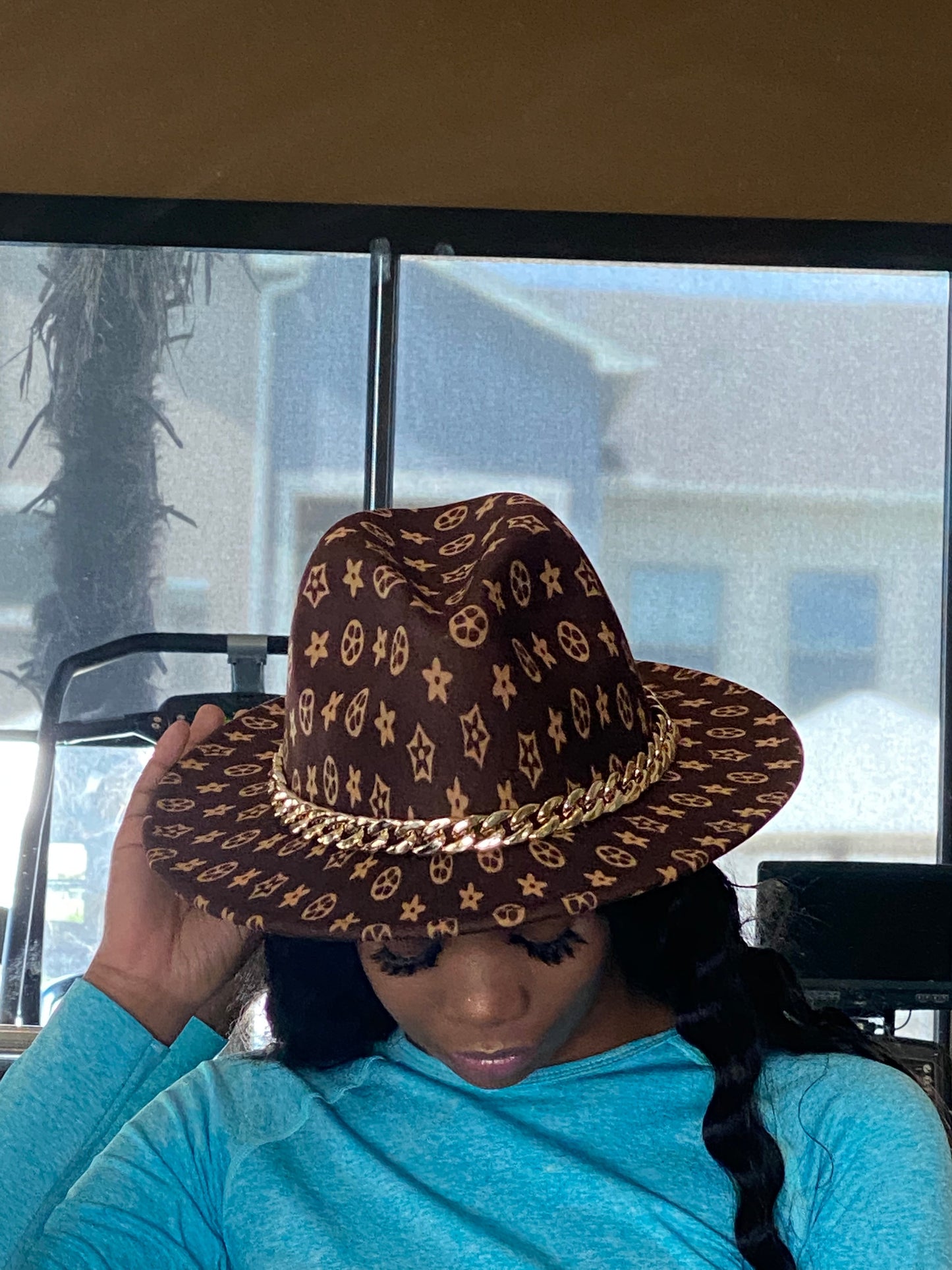 Luxury Chain Fedora Brown SM