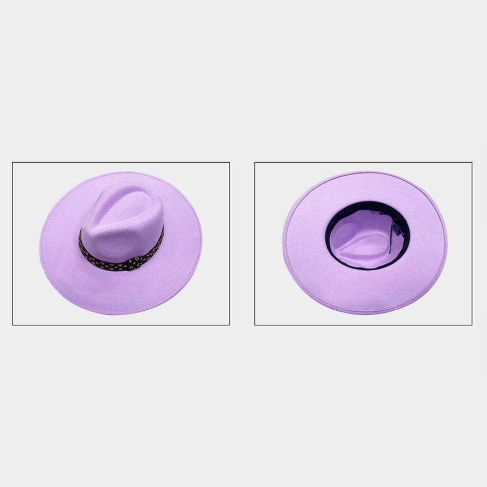 Luxe Band Wide Brim Fedora Lavender
