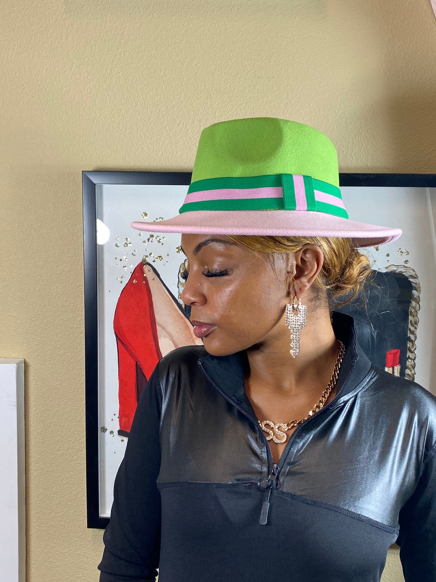 Pink And Green Fedora