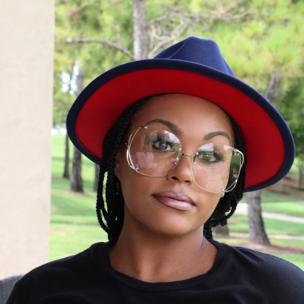 Navy Red Fedora
