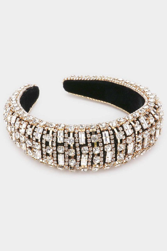 SHINY STONE PADDED HEADBAND GOLD