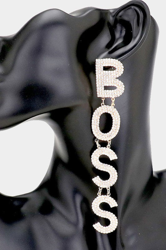 Boss Drop Earrings Gold