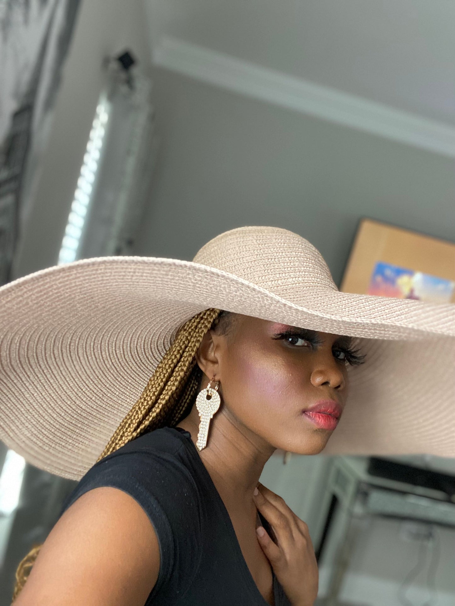 Big Straw Floppy Sun Hat Blush