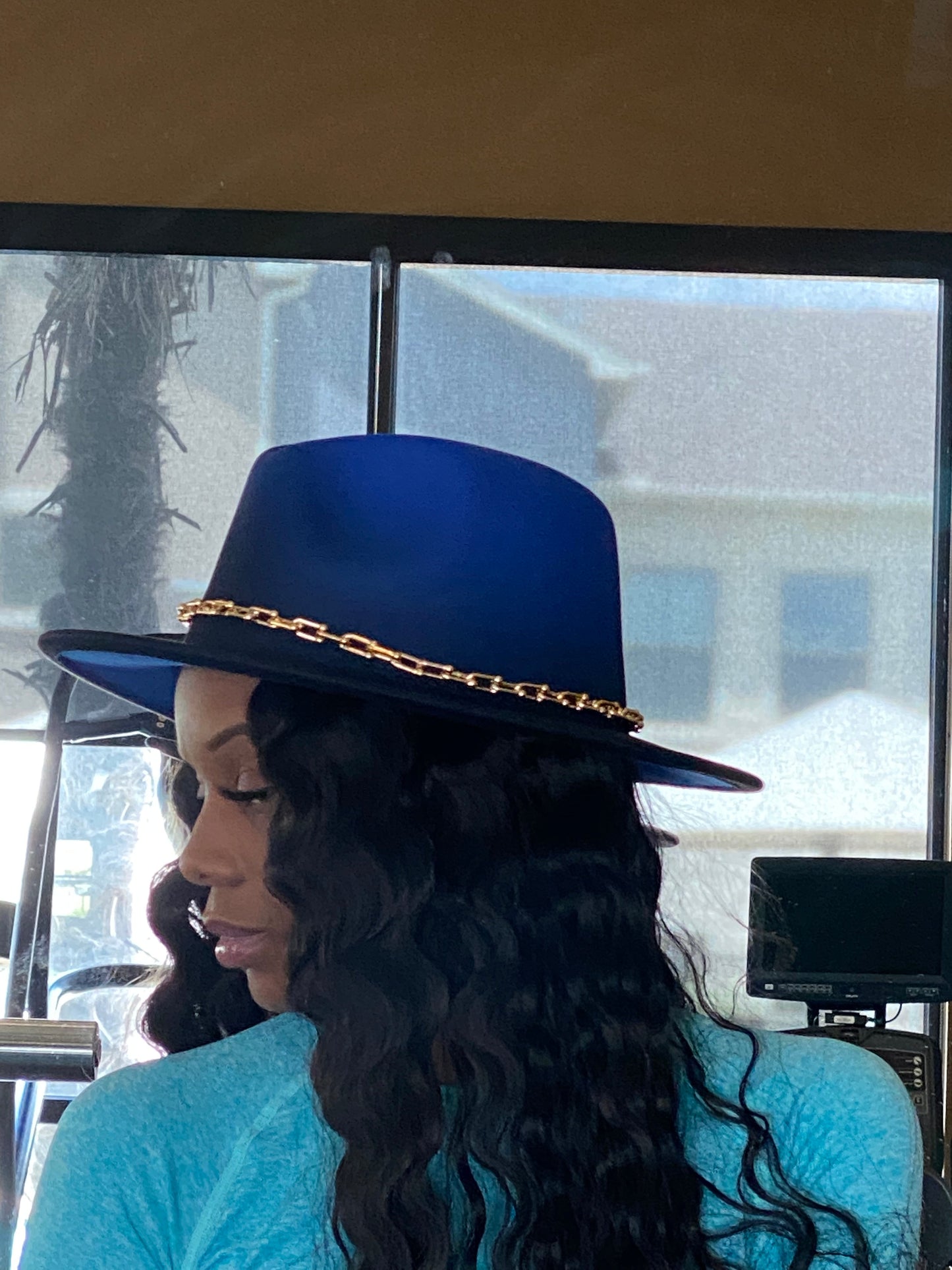 Ombre Chain Fedora Royal Blue