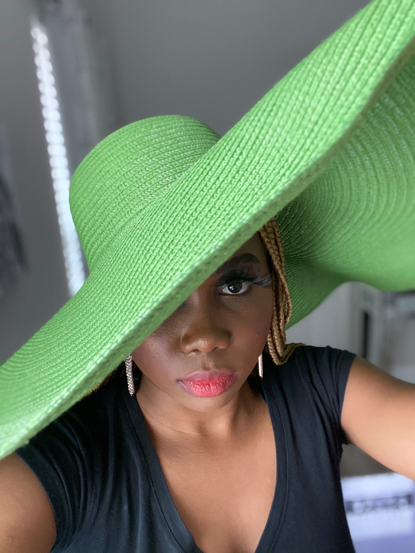 Big Straw Floppy Sun Hat Green