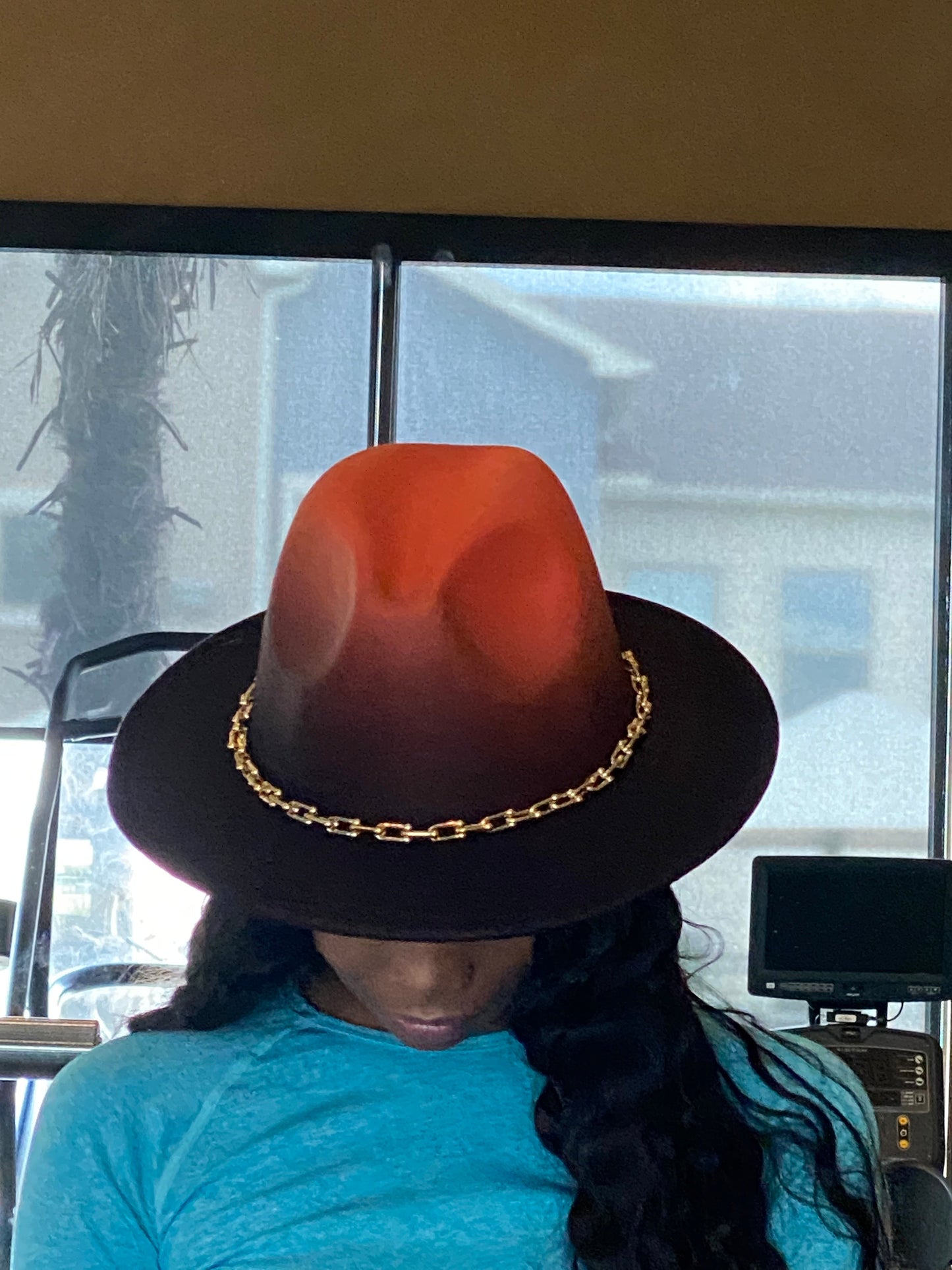 Ombre Chain Fedora Orange