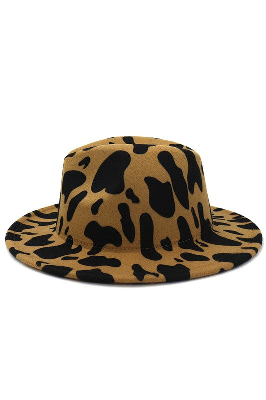 Cow Print Fedora Khaki