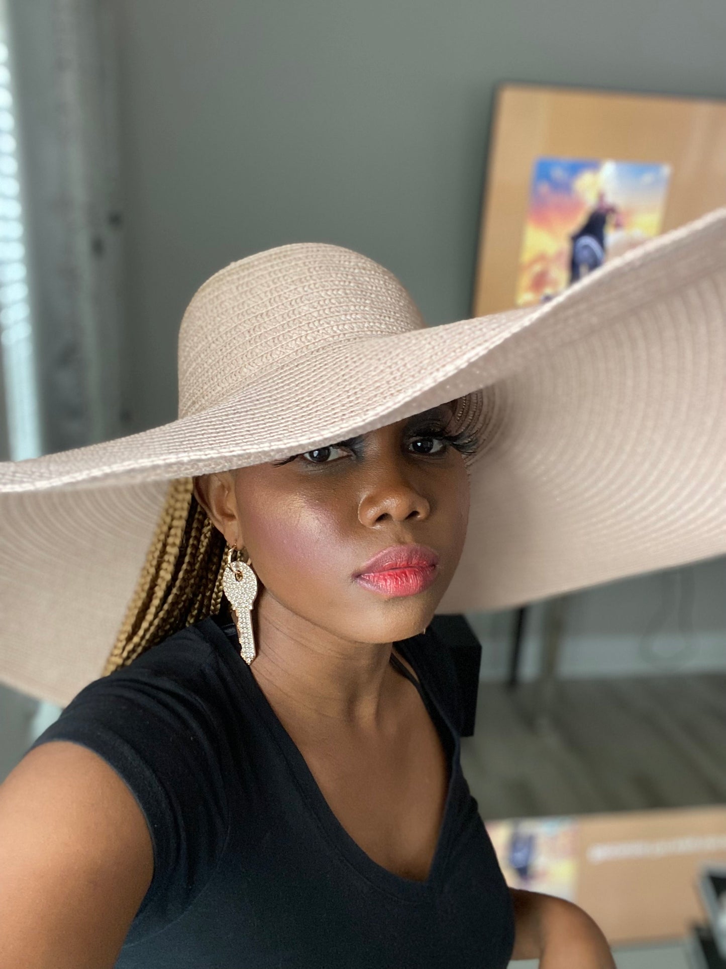 Big Straw Floppy Sun Hat Blush