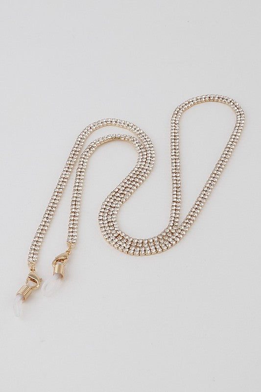 RHINESTONE SUNGLASSES CHAIN Gold