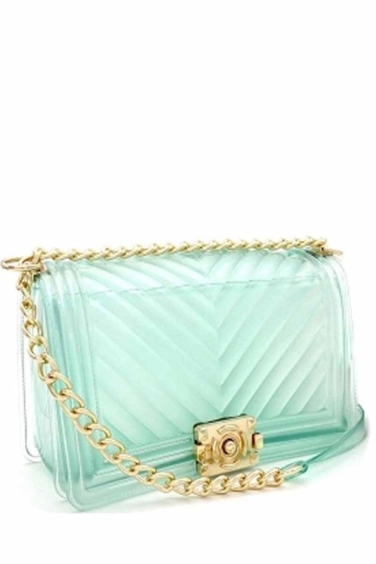 CHEVRON JELLY PURSE GREEN